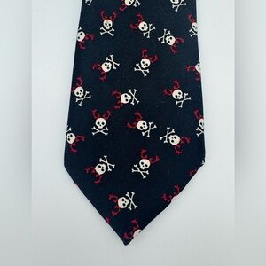 Baby Gap clip on neck tie fun skeleton pattern black formal dressy